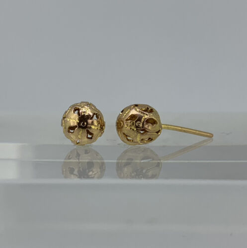 Ornate Filigree Ball Stud Earrings 9ct Yellow Gold | eBay