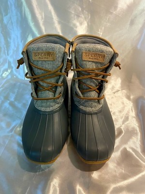 sperry women's saltwater emboss wool rain boot dark grey