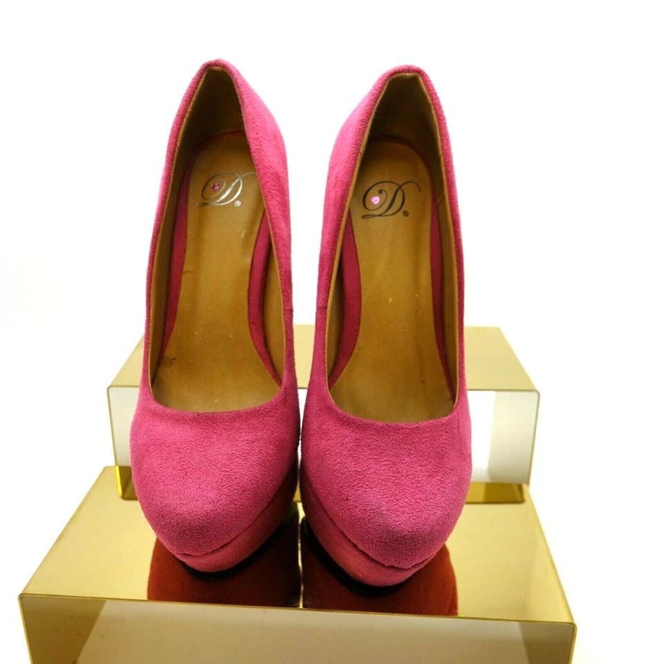 Camurça artificial deliciosa feminina tamanho 6 1/2 polegadas rosa quente - Imagem 3 de 4