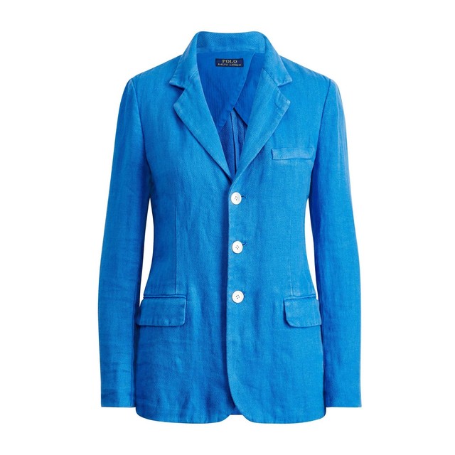 New Polo RALPH LAUREN Women's Blue Lightweight Linen 3-Button Blazer size 2 | eBay