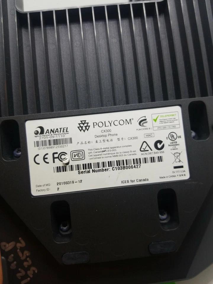 Polycom CX300 USB Desktop Phone Microsoft Lync 2705-09-1110 Tested. P:G - Image 3 of 4