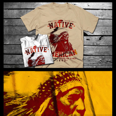 Native American T-shirt Indian Warrior Chief Headdress Indigenous Tribal Tee