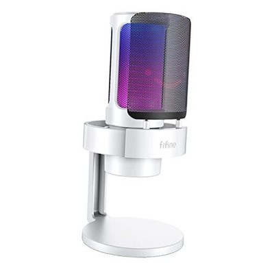  Gaming USB PC Computer RGB Microphone for Live Streaming, Meeting, White