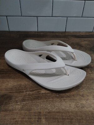 Crocs Kadee II Flip Lightweight Slip On Rubber Sandals Women Beige Flip Flop - 7