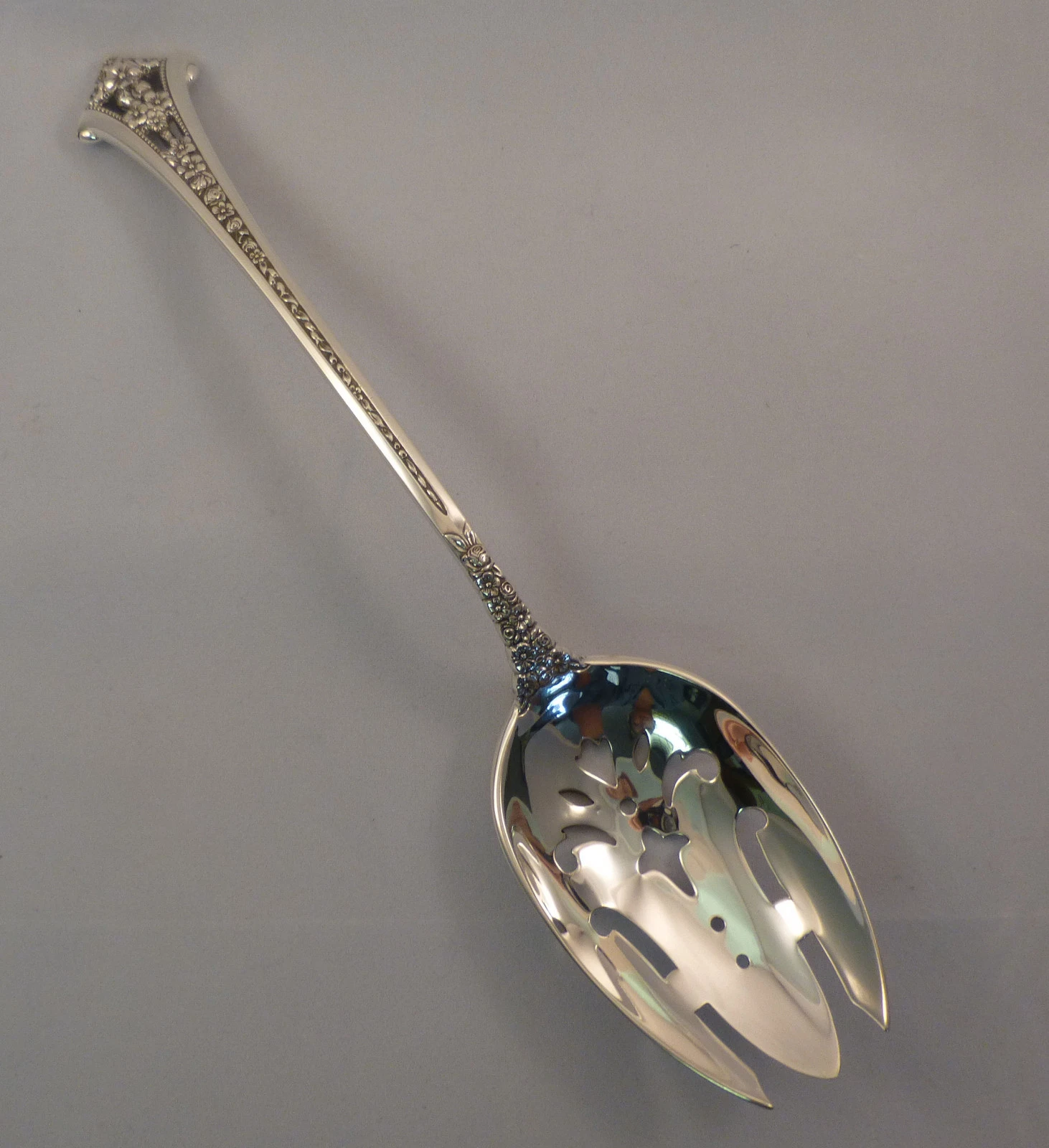 Classic Bouquet-Gorham Sterling Pierced Table Serving Spoon