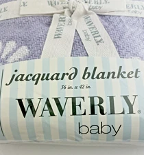 Waverly Baby Blanket Jacquard Lavender White Daisies 100% Acrylic