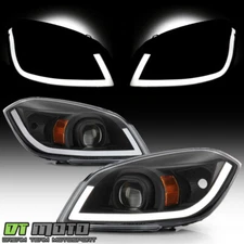 NEW 2005-2010 Chevy Cobalt 07-10 Pontiac G5 Black LED Tube Projector Headlights
