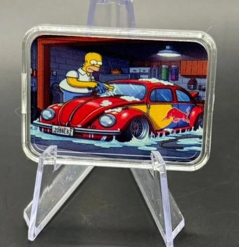 2024 Washing the Red Bull Bug Homer Simpson 1oz Silver Art Bar