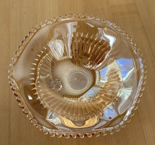 Vintage Jeannette Marigold Anniversary Carnival Glass 3-Footed Candy Dish - Picture 5 of 11