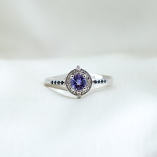 925 Sterling Silver Ring, Tanzanite, Black Spinel  White Zircon Gemstones Ring
