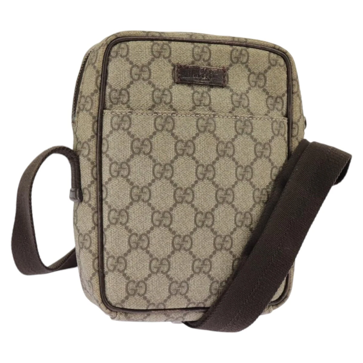 Sac à bandoulière GUCCI GG Supreme PVC beige argent 122754 authentique ep6381
