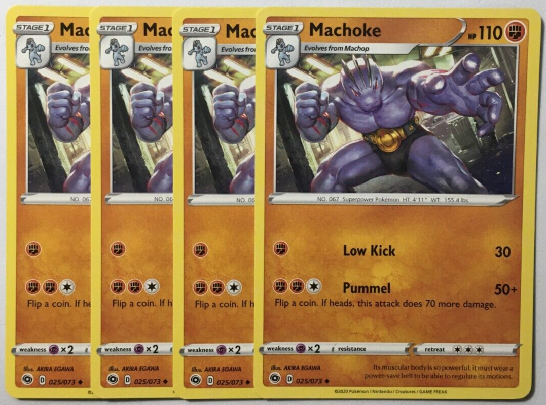 POKEMON 4X MACHOKE 025/073 CHAMPION'S PATH UNCOMMON NEAR MINT