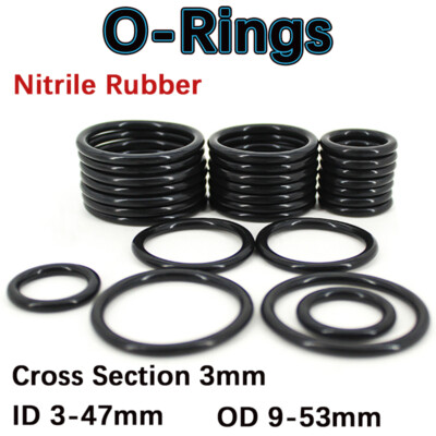 CS 3mm OD 9-53 mm O-Rings Nitrile Rubber Oil /Water Resistant Seals O Ring NBR