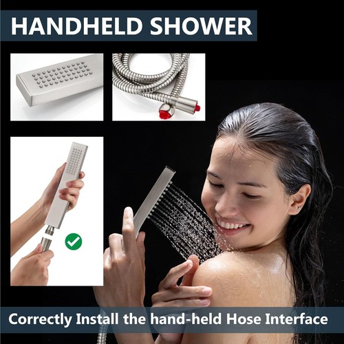 Bathroom Shower Faucet Set Luxury Rainfall Shower Head Combo System Mixer Valve - Picture 63 of 332