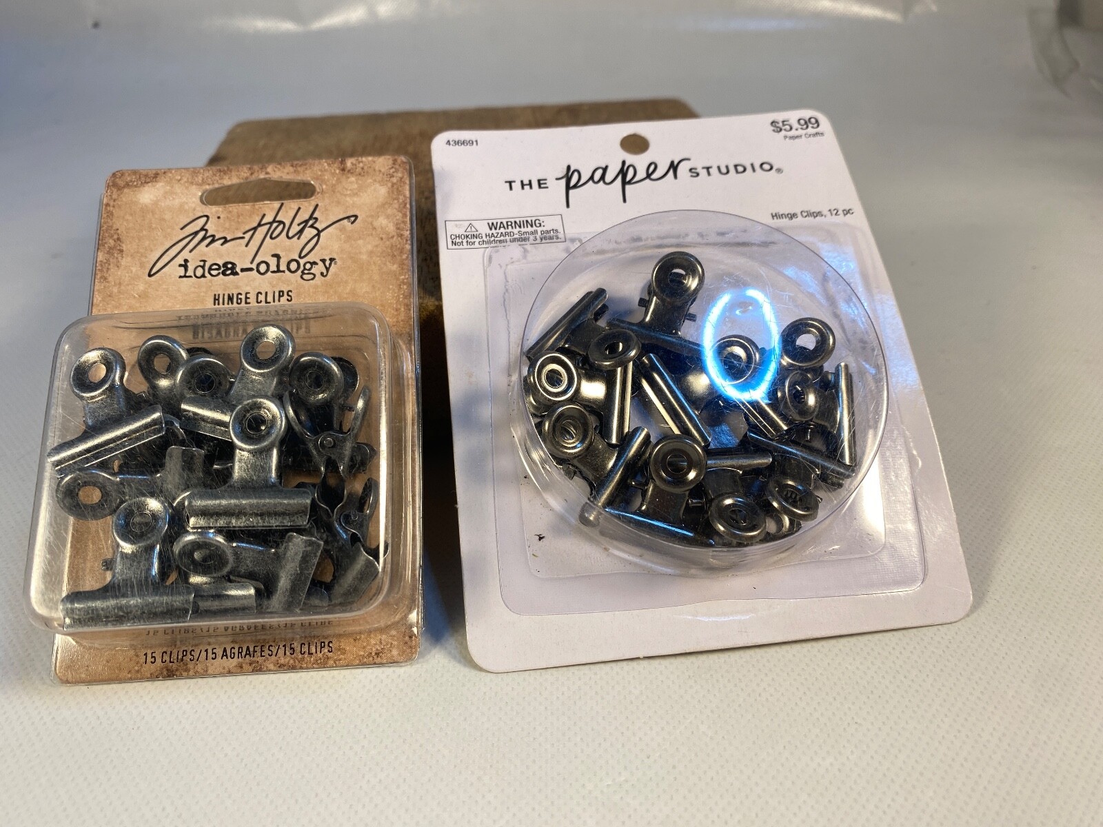 Lot of 2 Tim Holtz Ideaology/Paper Studio Mini Hinge Clips Antique