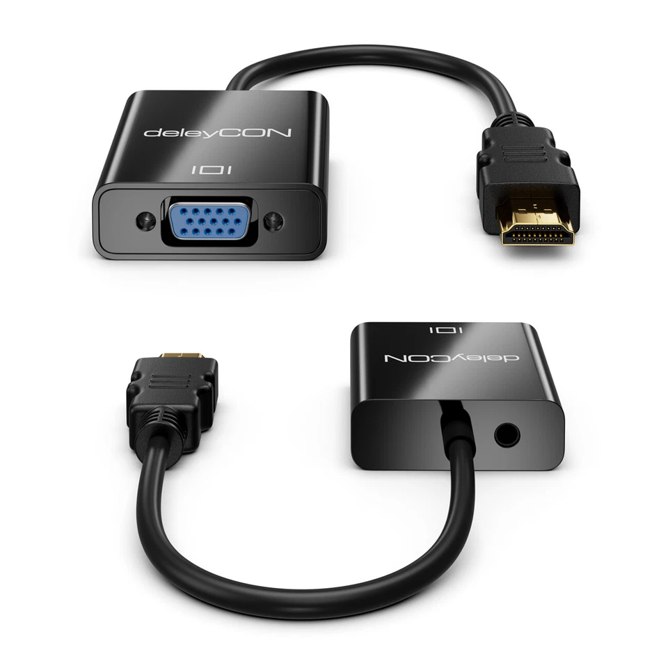 deleyCON HDMI zu VGA Konverter Wandler Adapter HDMI auf VGA + 3,5mm Audio Klinke - Bild 3 von 4