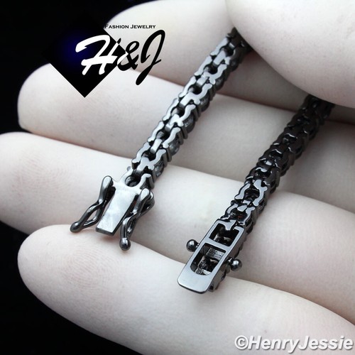 8.5"MEN 14K BLACK GOLD PLATED ICY BLING CZ 4MM 1 ROW TENNIS CHAIN BRACELET*BB2 - Picture 3 of 4