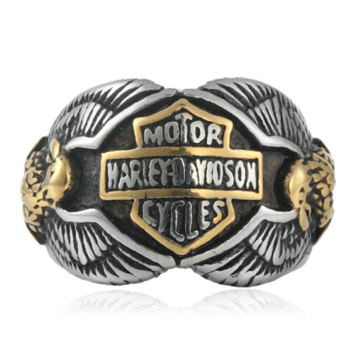 Anello da uomo moto club biker punk eagle argento acciaio inox taglia 7-13 - Foto 9 di 9