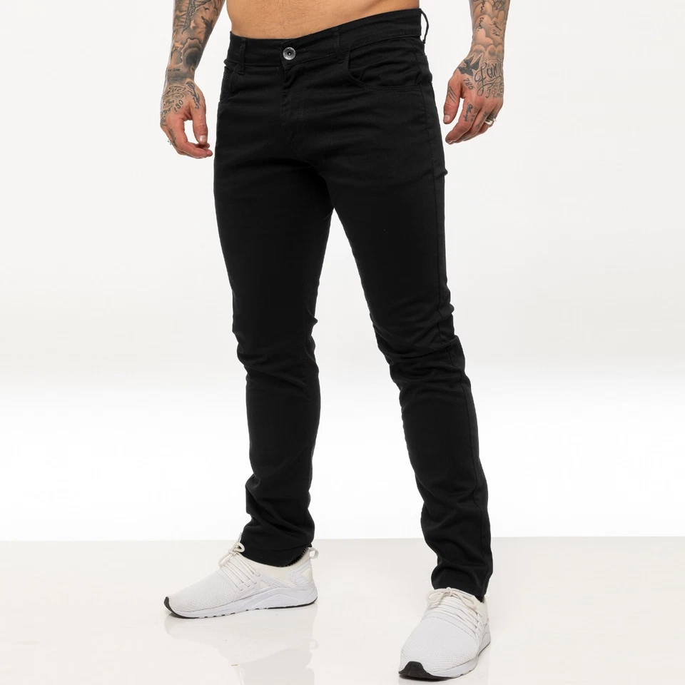 Kruze Mens Chino Trousers Slim Fit Chinos Casual Cotton Stretch Pants Work Jeans - Image 4 of 4