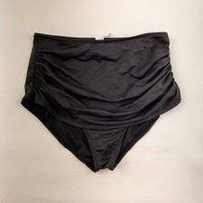 Slimming Black Swimsuit Bottoms High Waisted Gathered Side Size Medium