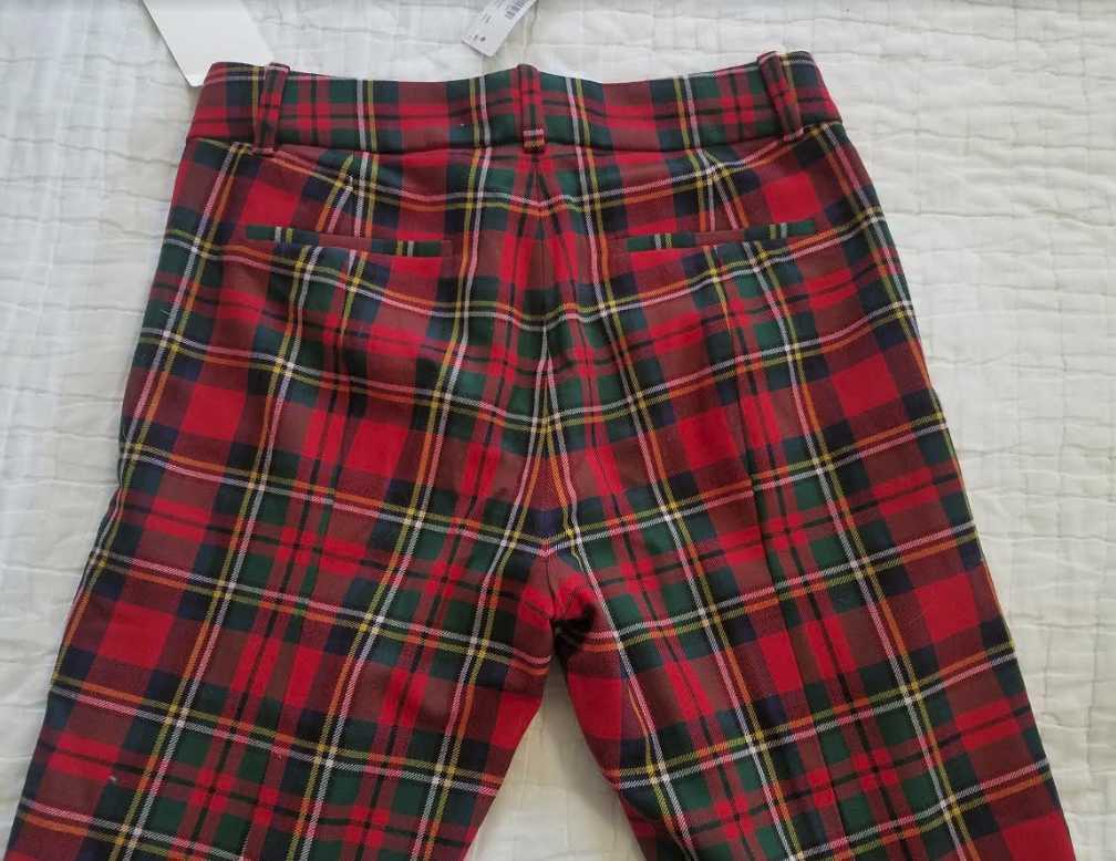 NEW WOMEN'S J CREW CAMERON SLIM CROP PANTS IN TARTAN TWO WAY STRETCH WOOL PLAID