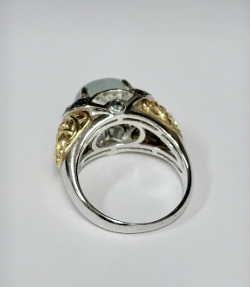 Anillo Victoria Wieck Sterling 5,72 quilates cabujón aguamarina, diamante azul y topacio  Foto 3 de 4