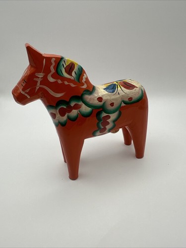Nils Olsson Swedish Miniature Red Hand Painted Wood Folk Art Dala Horse Figurine - 第 3/7 張圖片