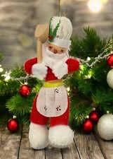 Vintage Santa Chef Christmas Tree Ornament Baker Cook Bendable Arms Legs