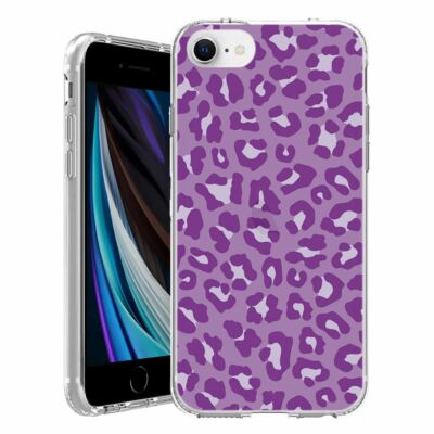 For Apple iPhone SE 3rd 2nd Gen TPU Case Cover+Glass(Leopard Skin Purple