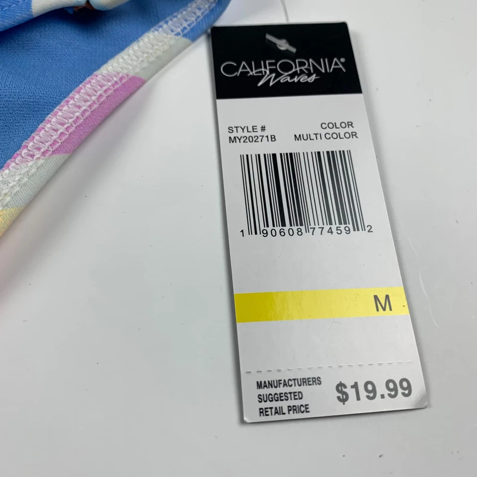 Parte inferior de bikini de natación California Waves para mujer con múltiples rayas talla M nueva con etiquetas Foto 2 de 4