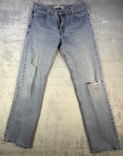 Levi's 505 Regular Fit Jean 32X30.5 Vintage USA Made Medium Wash Distressed Y2K