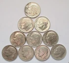 1956 to 1964 P & D Silver Roosevelt Dime set, 10 Different Circulated Dimes