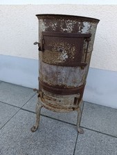 Alter kleiner Ofen Kohleofen Guss 56 cm hoch 25 cm Ø Deko Garten antik shabby