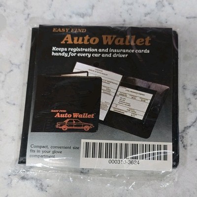 Easy Find Black Auto Wallet Registration & Insurance Card Holder Vintage 80s-90s