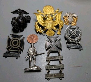 Lot of 10 Vintage Military Pins Badge Militaria Sterling Silver Antaya Danecraft