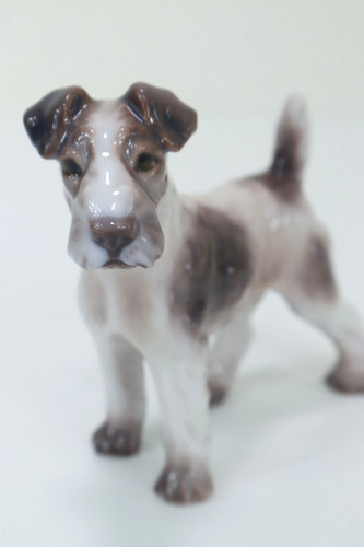 Vintage Dahl Jensen Porcelain Wire Haired Fox Terrier Dog Figurine #1118 Denmark