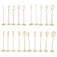 20 Pcs Wooden Table Signs for Party Wedding Numbers Set Bridal Shower with Base