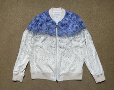 Men’s Alexander McQueen Zip Bomber Jacket Diamonds Blue/White - Size 2XL  3.4K