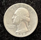 1937-DWashington Quarter Dollar Coin, 90% Silver