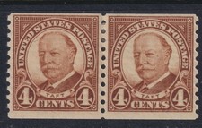 1930 Taft 4c brown horizontal coil pair Sc 687 MHR with full OG (04