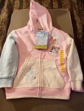 Bluey Character Girl's Size 6 Full-Zip Soft Fleece Embroidered Hoodie NWT
