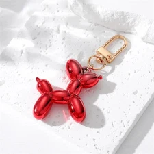 Balloon Dog Keychain Cartoon Bag Charm Shiny Pendant Figure Ornament Key Ring