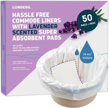 Commode Liners with Absorbent Pads - Lavender Scent Grade 50 Count Universal Fi