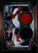 2020 Topps Tribute Dual Player Relics /99 Carlos Santana Jose Ramirez INDIANS