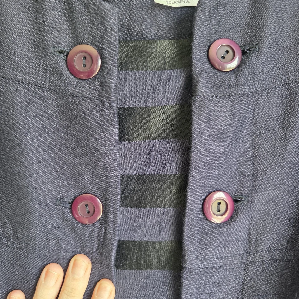 复古女式 10 Lois Snyder Dani Max Blazer 航海学院海军蓝黑色 — 第 3/4 张图片