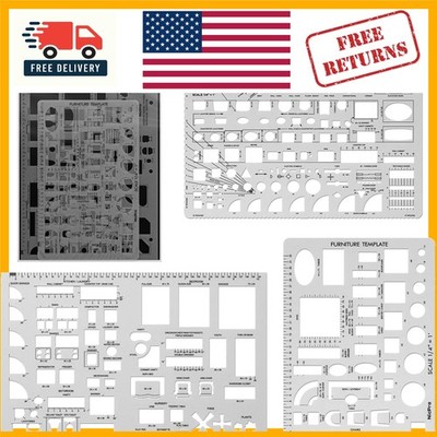 Versatile 3-Piece Drafting Templates for CAD Drawing & Interior Design Projects