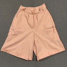 VTG Unique Chaus Pink High Waist Cargo Shorts Womens 10 Bermduda Belted 80s 90s