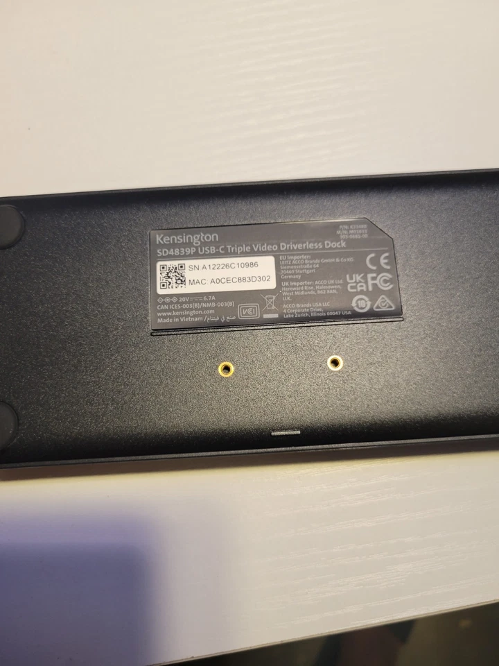 Base sin controlador de video triple USB-C Kensington SD4839P [Caja sellada / Totalmente nueva] Foto 3 de 4