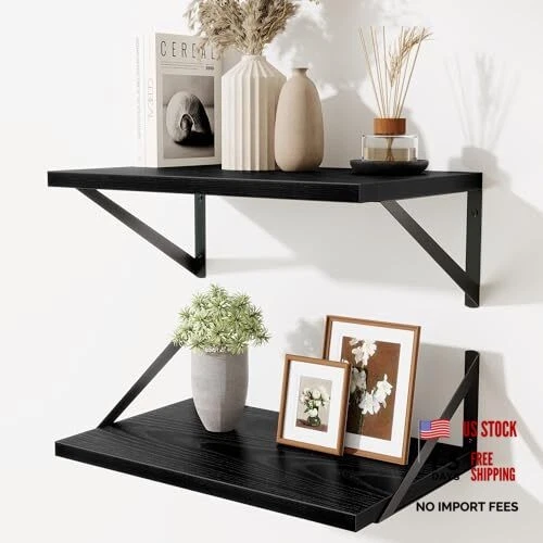 Floating Shelves for Wall,18" Wall Mounted Shelves Set of 18"Wx10"D-2pcs Black