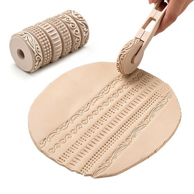 Clay Texture Rollers, 6 Patterns Clay Sculpting Tools, Clay Roller Set for Mo...